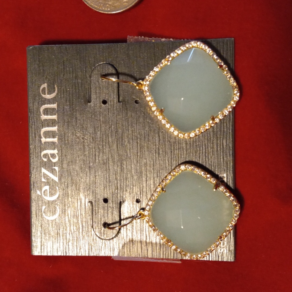 Cezanne silver pave bezel aqua marine gem and CZ.